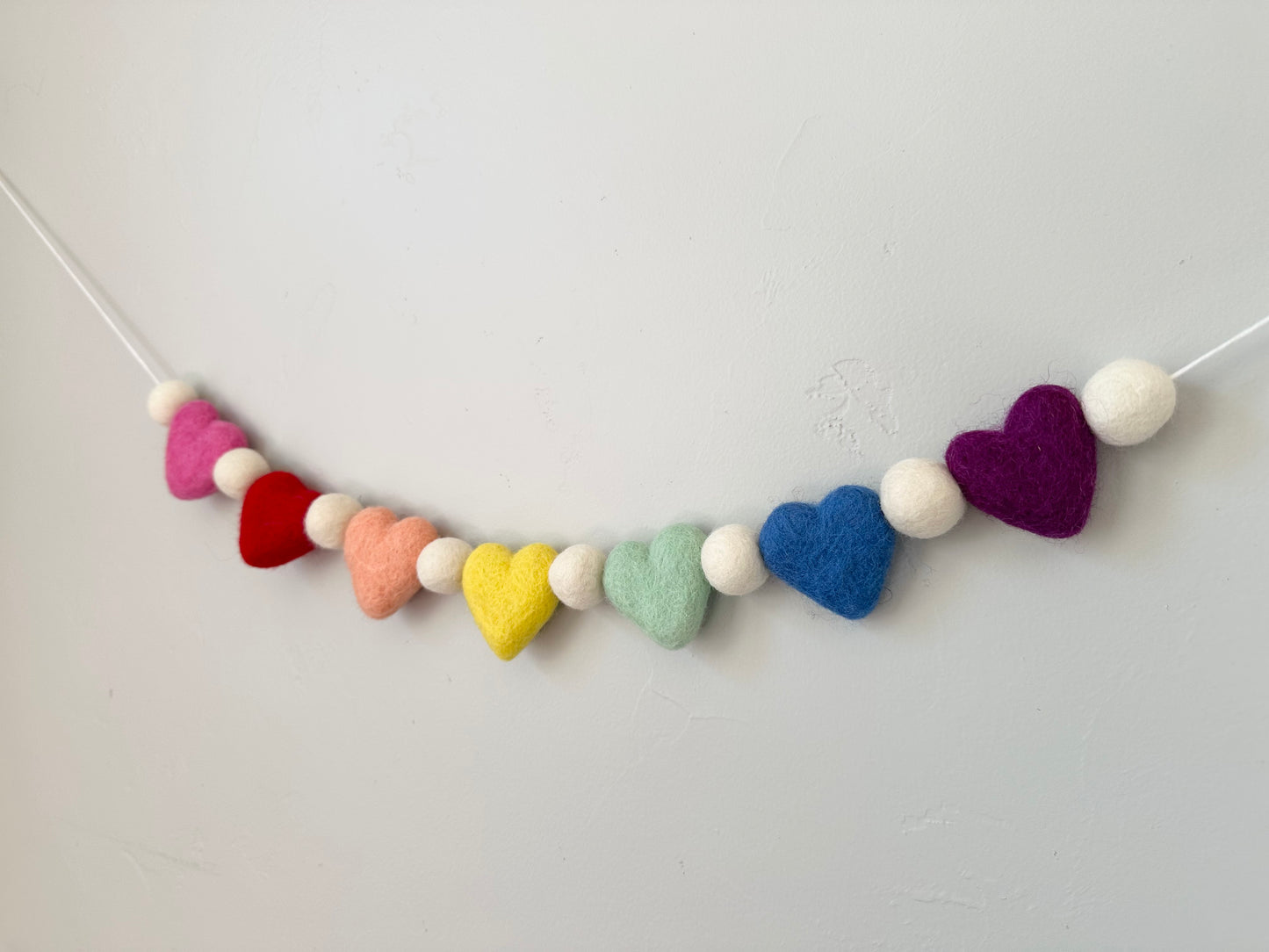 Rainbow Wool Heart Garland