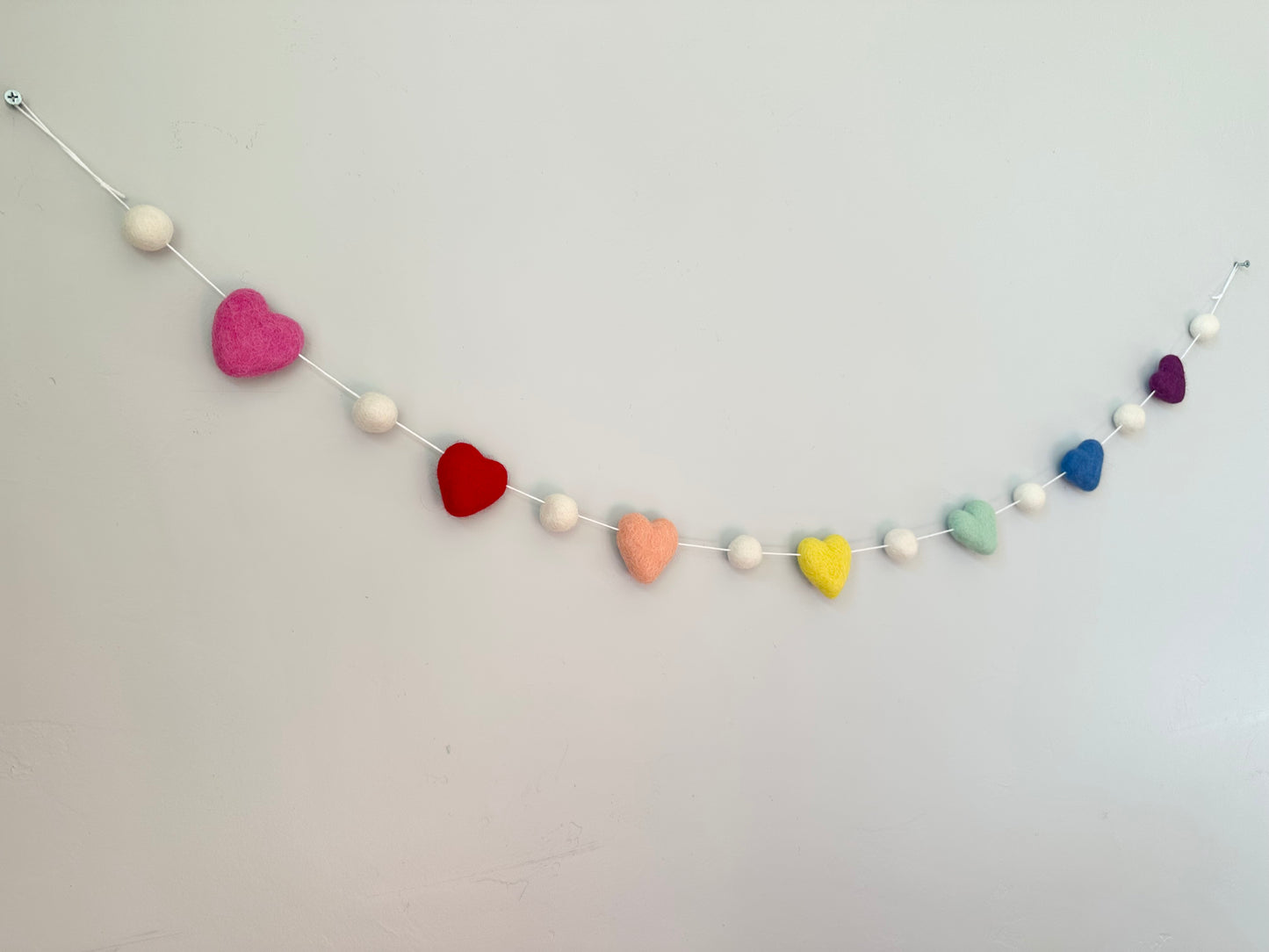 Rainbow Wool Heart Garland