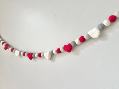 Red & Gray Heart Garland