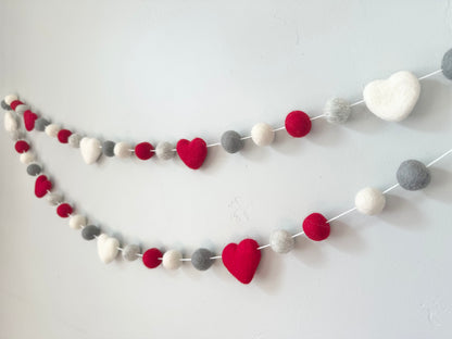 Red & Gray Heart Garland