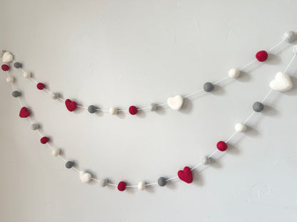 Red & Gray Heart Garland