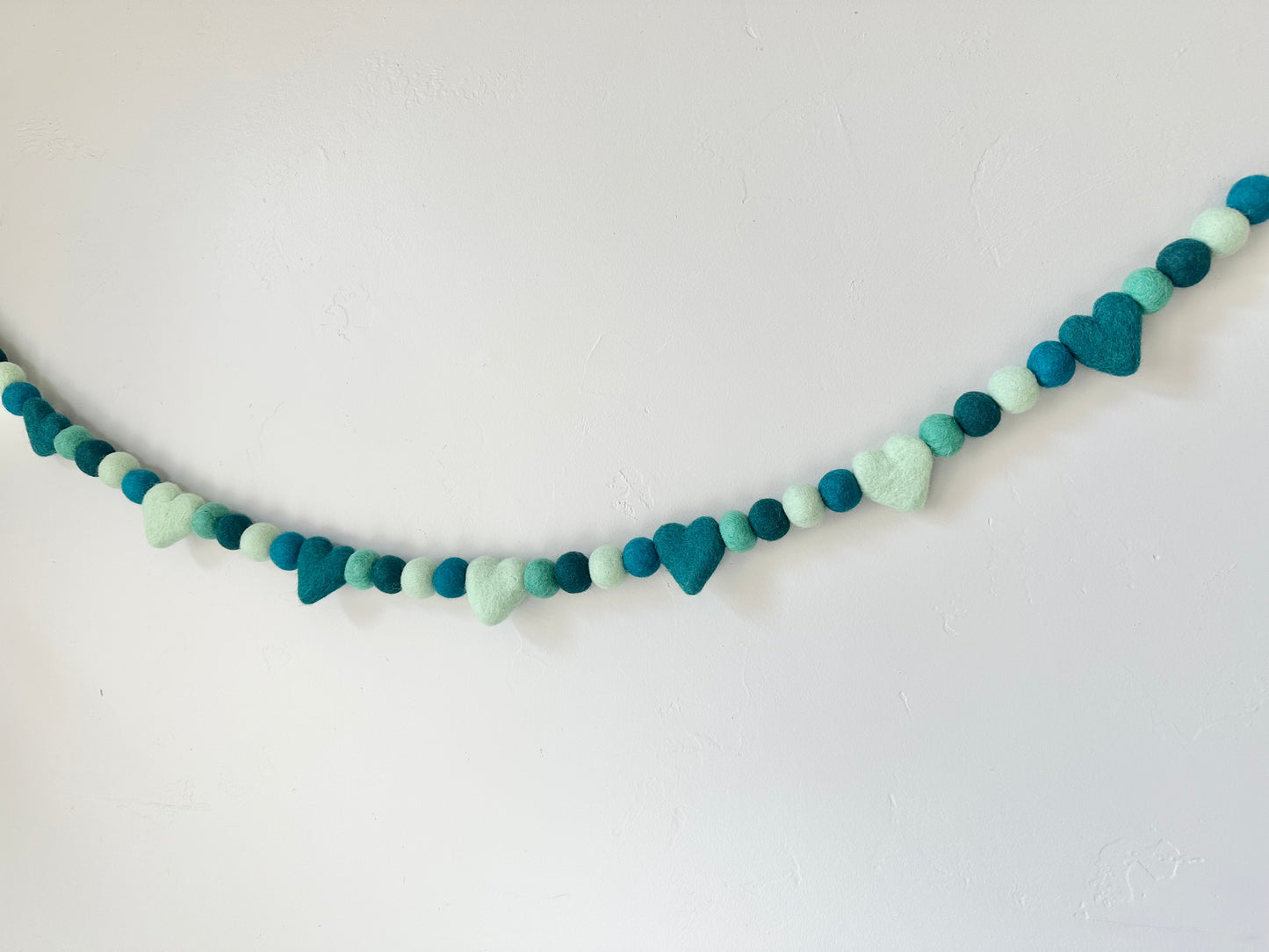 Teal Turquoise Mint Peacock Heart Garland