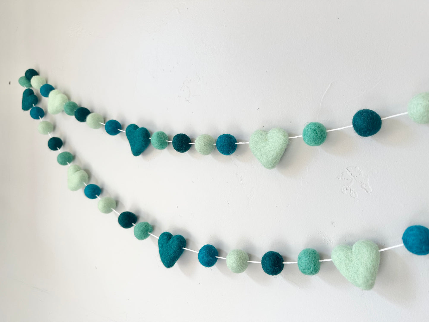 Teal Turquoise Mint Peacock Heart Garland