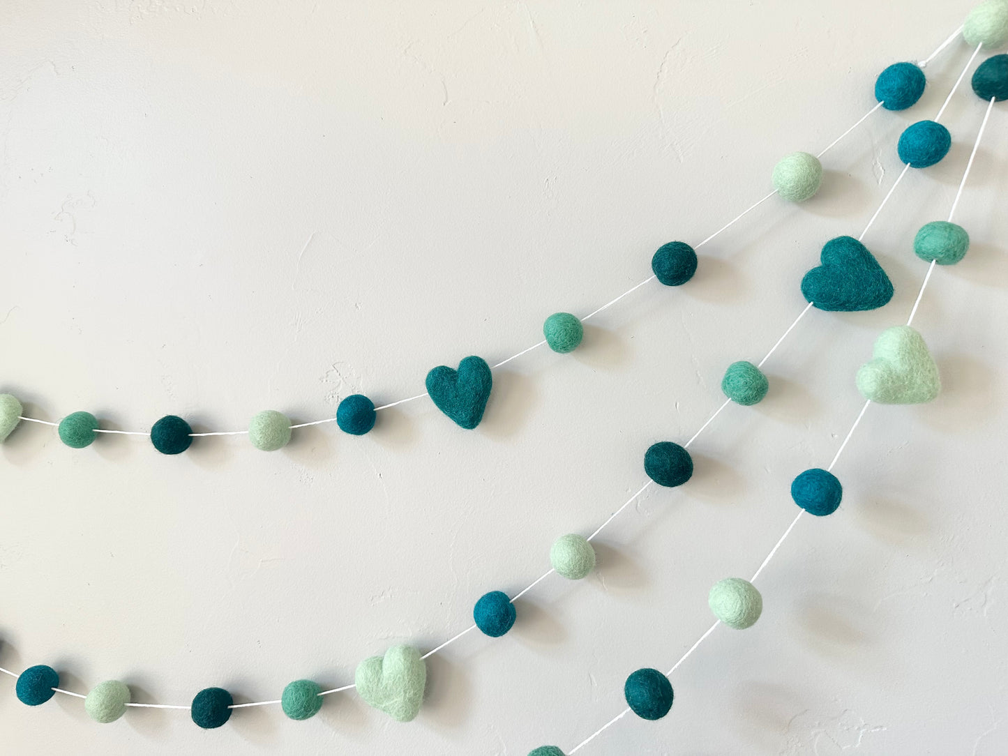 Teal Turquoise Mint Peacock Heart Garland