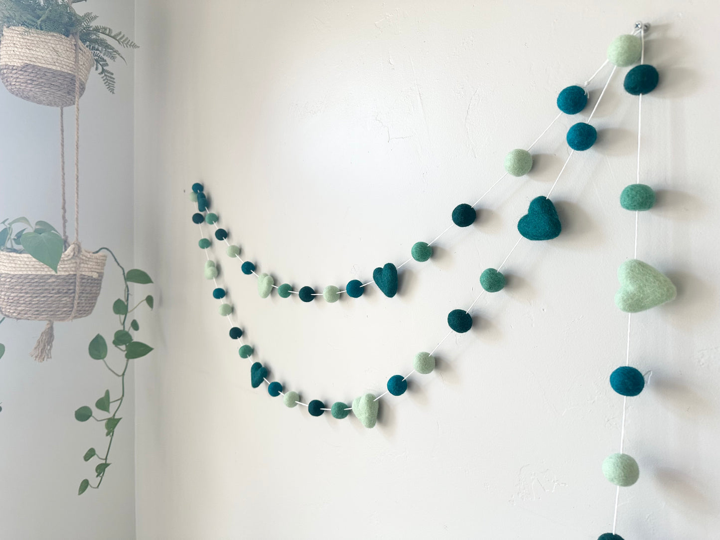 Teal Turquoise Mint Peacock Heart Garland