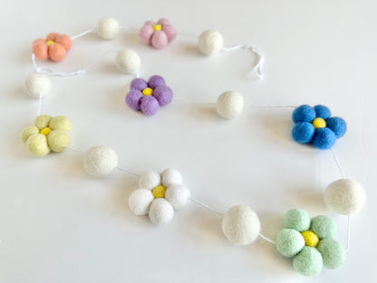 Rainbow Wool Daisy Garland