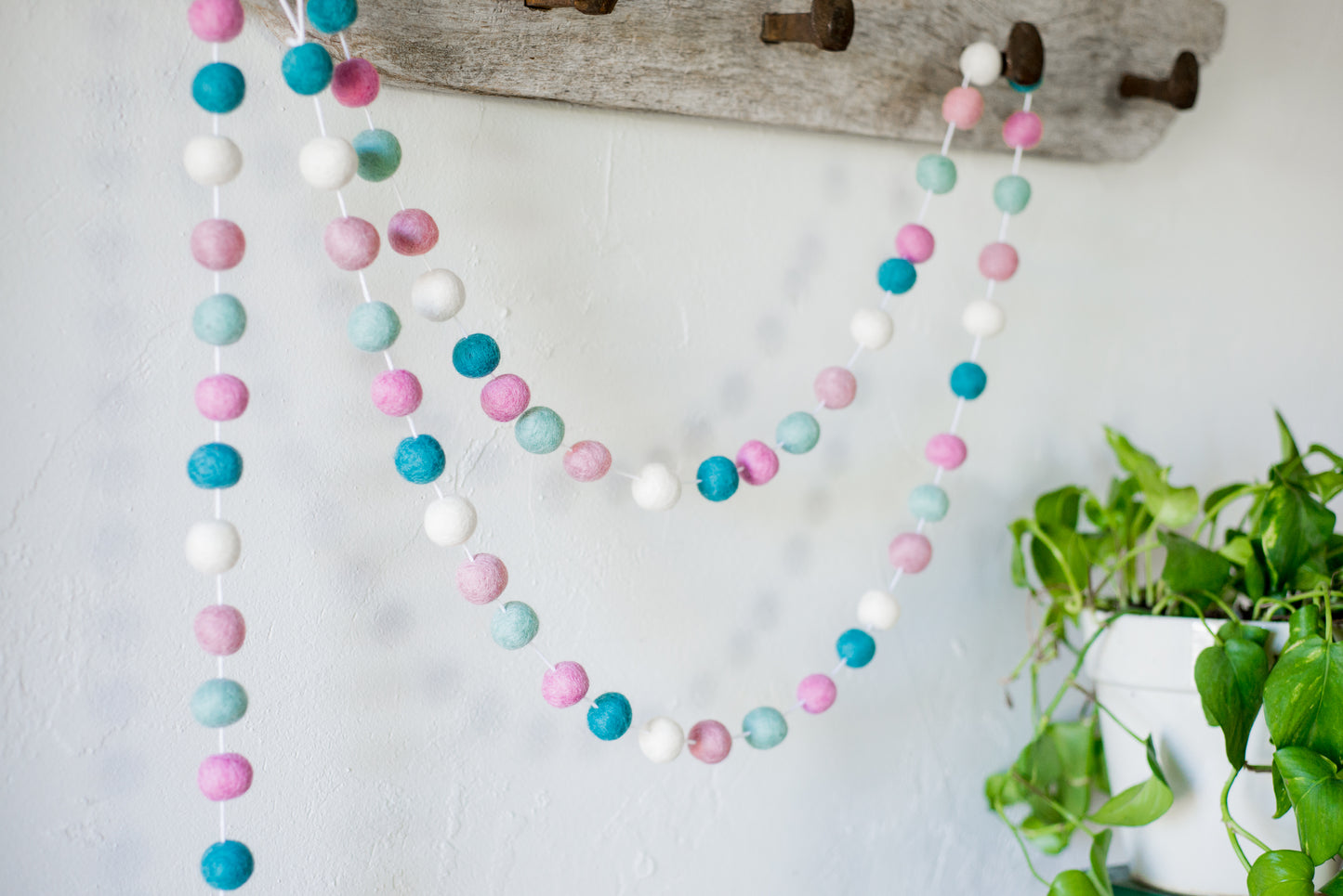 Pinks & Blues Felt Ball Garland