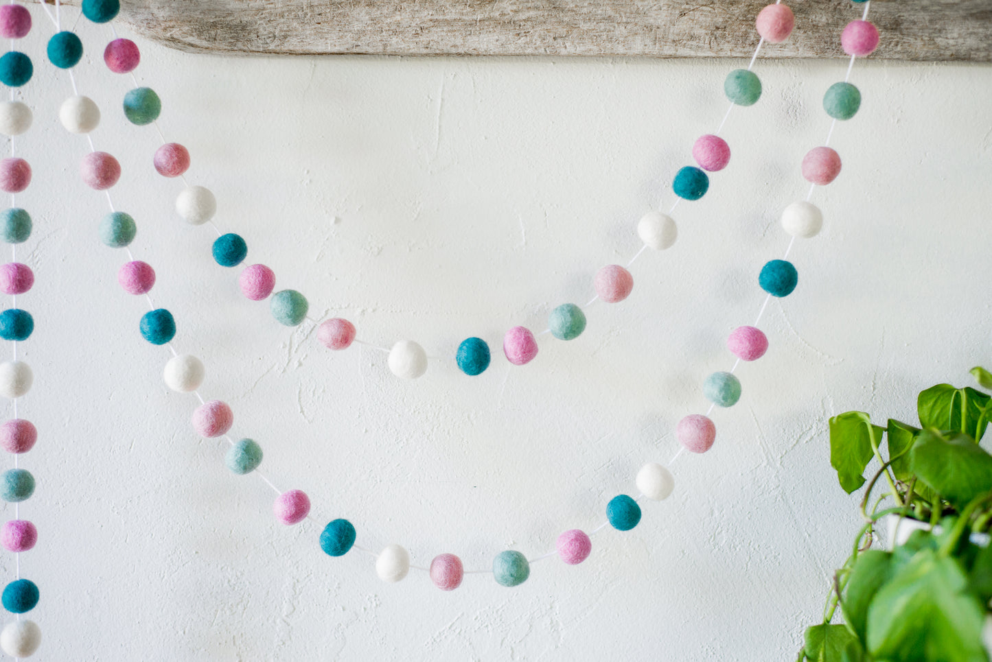 Pinks & Blues Felt Ball Garland