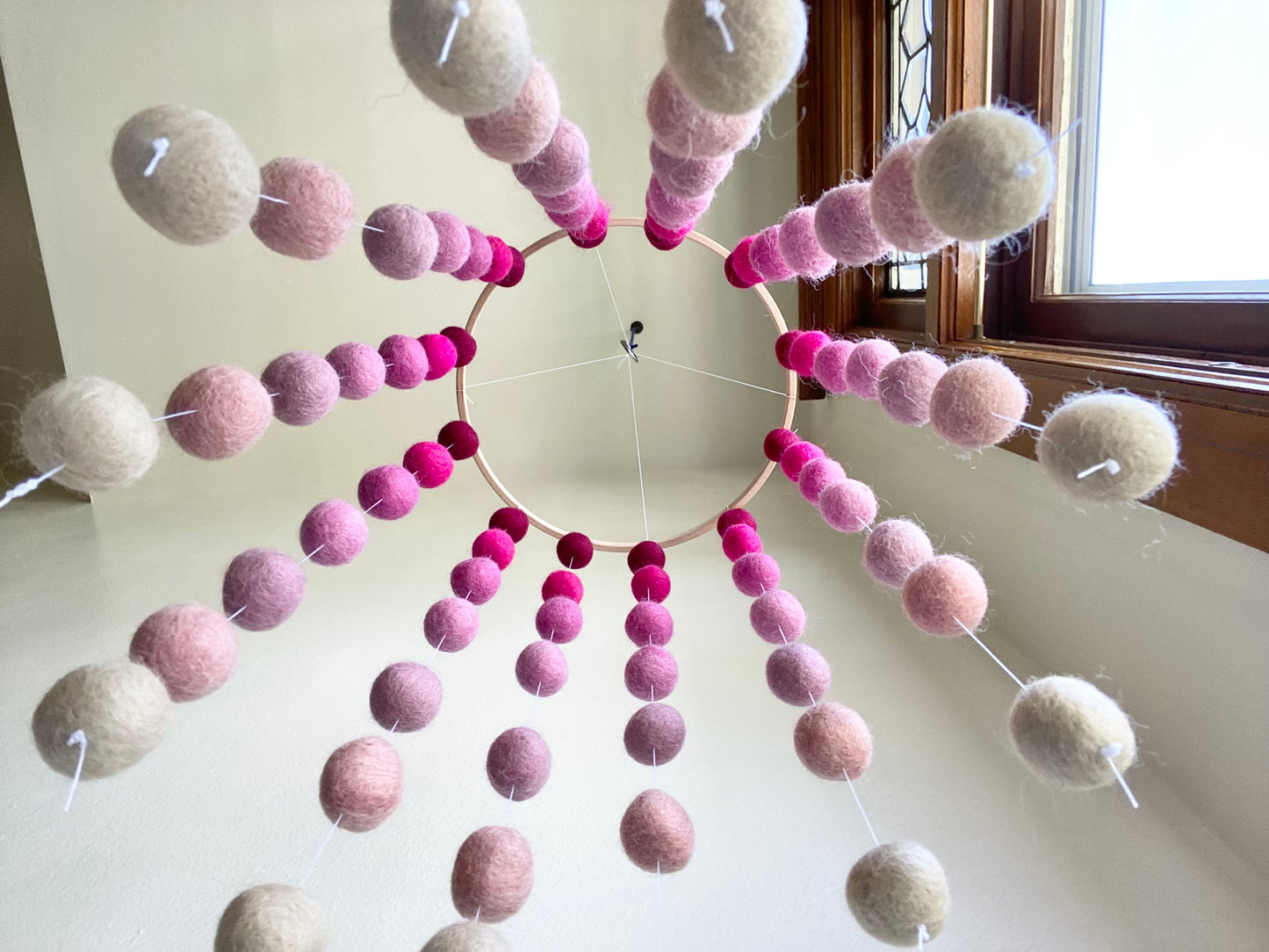 Pink Ombre Felt Ball Ceiling Mobile