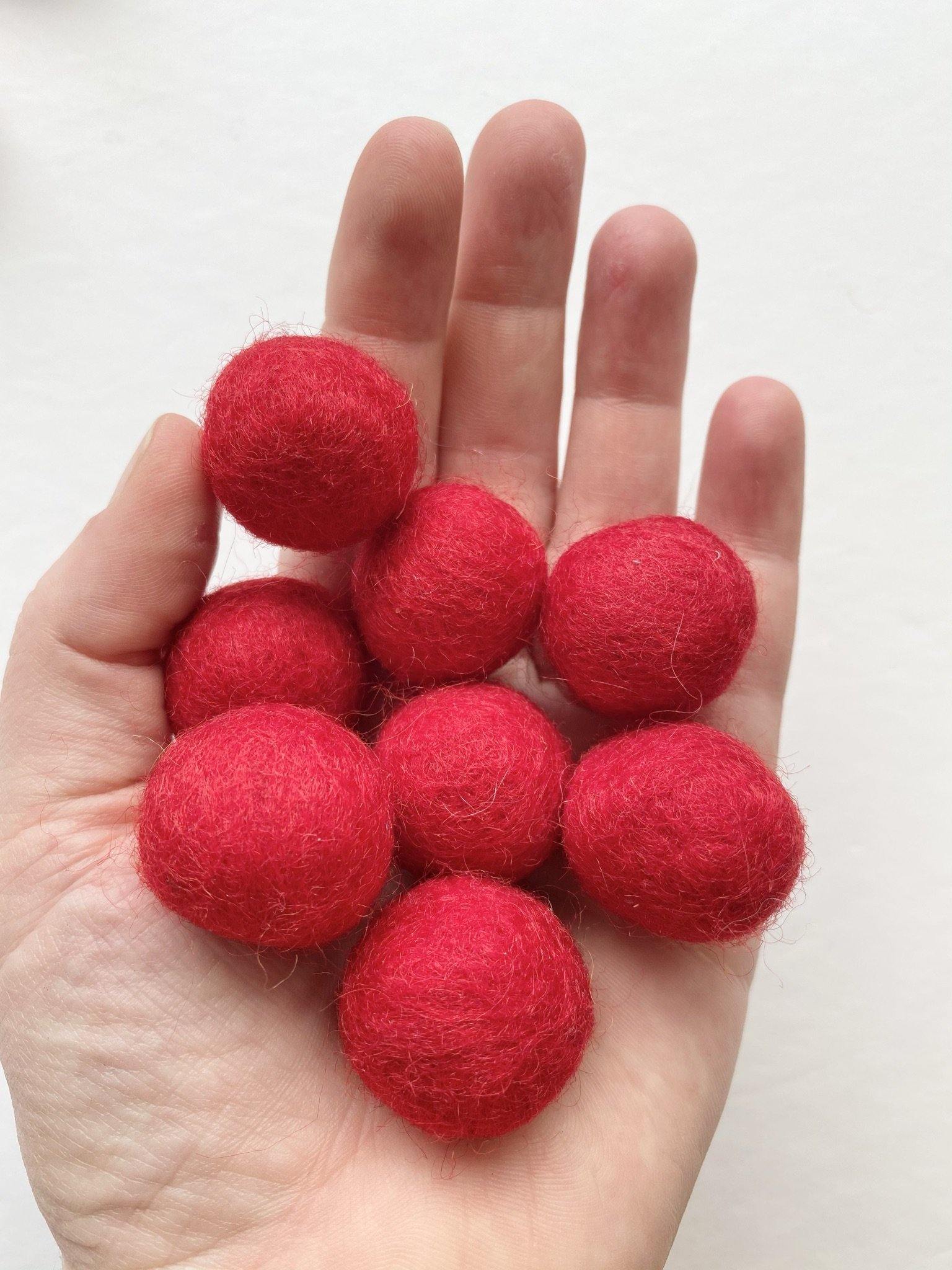 Traditional Valentines Day - 2 cm Felt Pom Pom Balls - Wool Jamboree