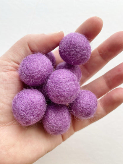 Purple - 2 cm Felt Pom Pom Balls - Wool Jamboree