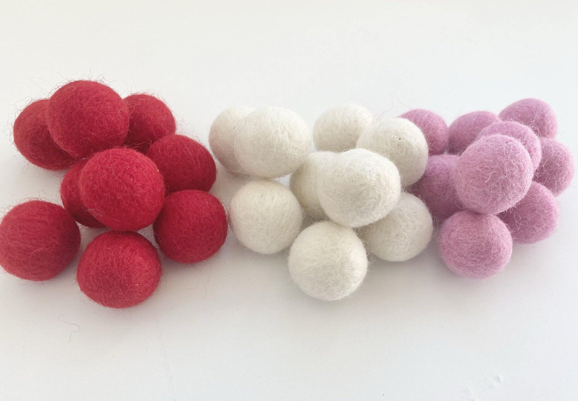 Traditional Valentines Day - 2 cm Felt Pom Pom Balls - Wool Jamboree