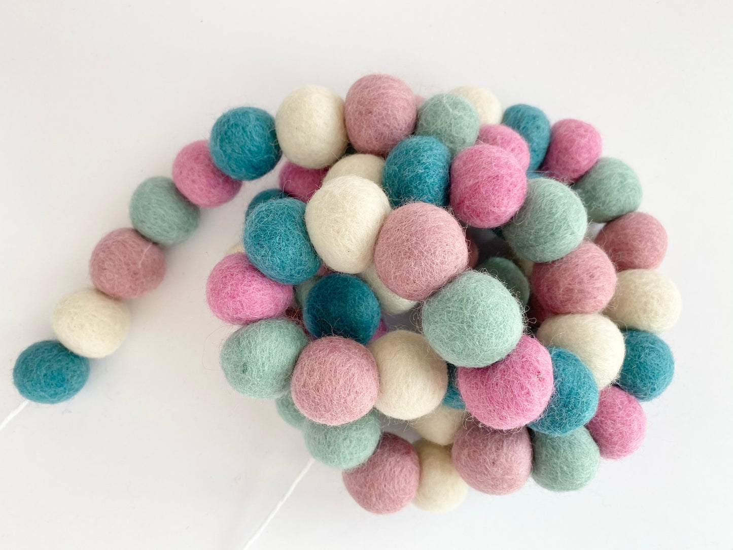 Pinks & Blues Felt Ball Garland