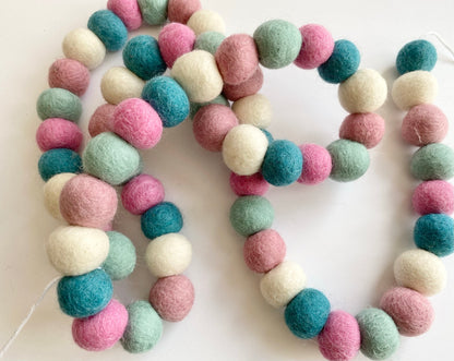 Pinks & Blues Felt Ball Garland